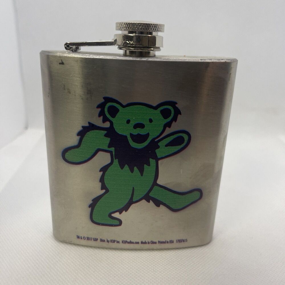 Grateful Dead 2017 Summer Flask Stainless Steel - Green Deady Bear